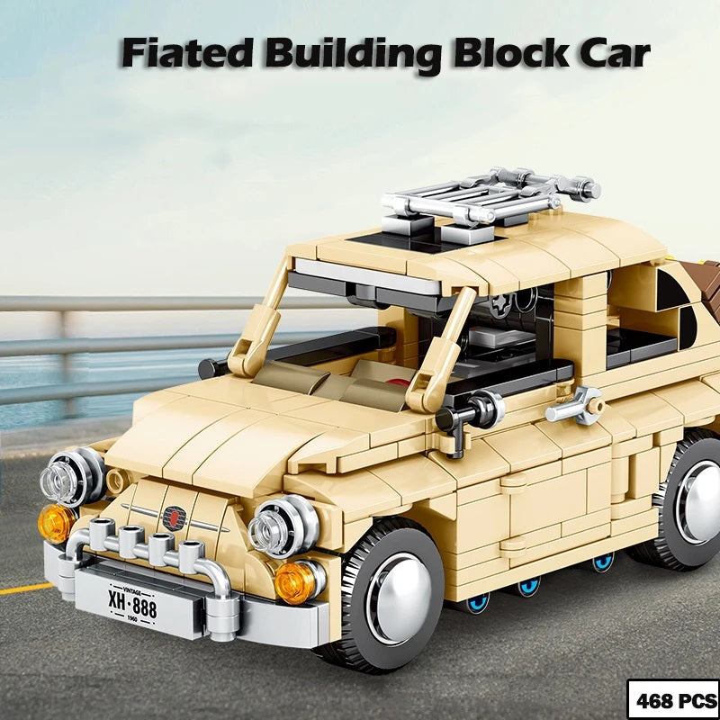 468 PCs Technical Italy Classic Vintage Car Fiats 500 Building Block Bricks Toys