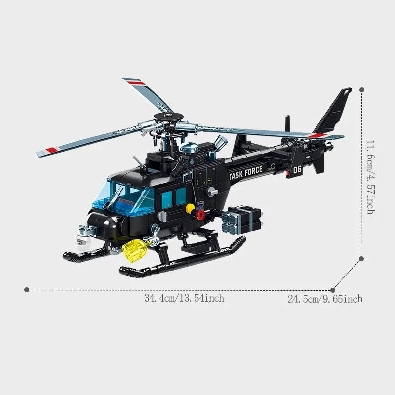 468 PCs Military Attack Helicopter Assemble Building Blocks MOC Toys