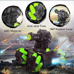 RC Tank Shooting Water Bullets 360°Rotating Water bomb RC Car 2.4Ghz Remote Control Toys with LED Spray Toy