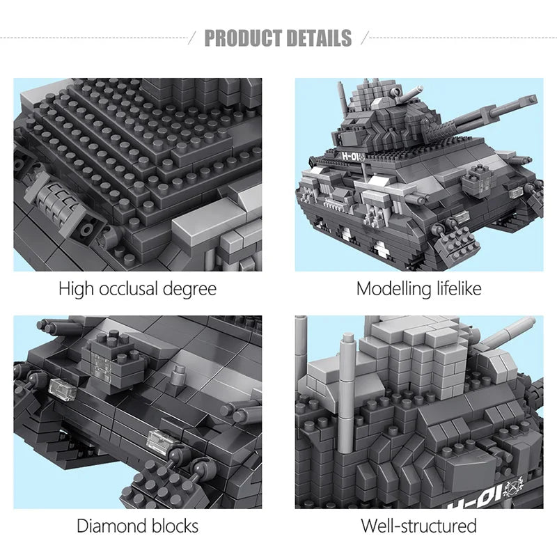 1350pcs Military Army Tank Model Building Blocks Figures Bricks Sets WW2 Toys