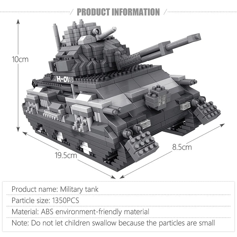 1350pcs Military Army Tank Model Building Blocks Figures Bricks Sets WW2 Toys