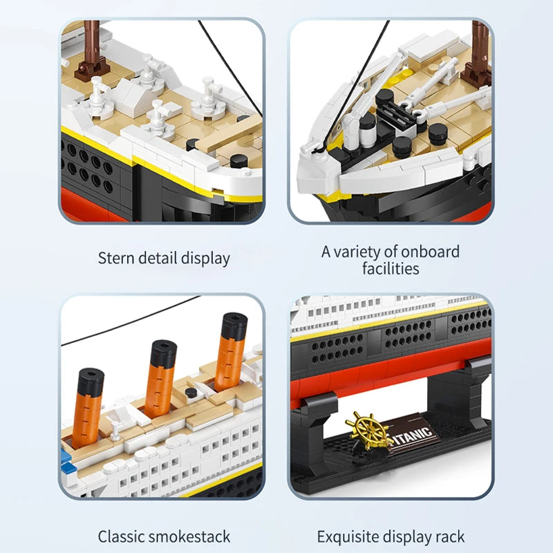 1288PCS Famous Titanic Ship Model Building Blocks Figures Boat Bricks Toys