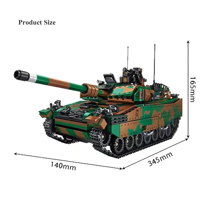 1406PCS World War II  Military Battle Leopard 2A7 Tank Model Building Block Toys