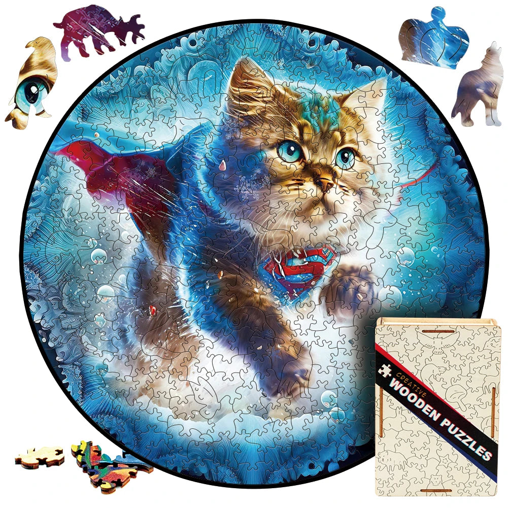 Build The Wooden Cat Lord Of The Cold – Animal Jigsaw Puzzle Toy!