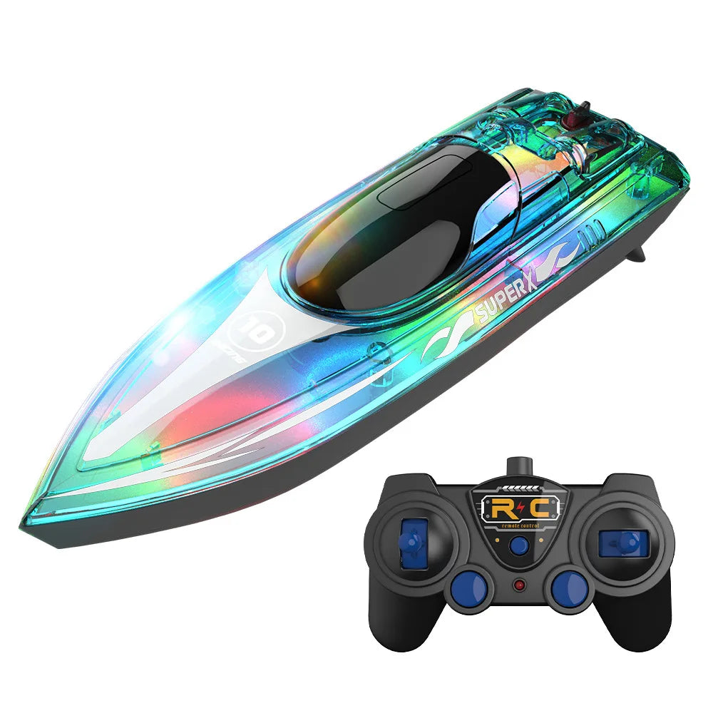 RC Boat with Case V555 2.4GHz Lighting Racing RC Boat 15KM/H For Adults and Kids