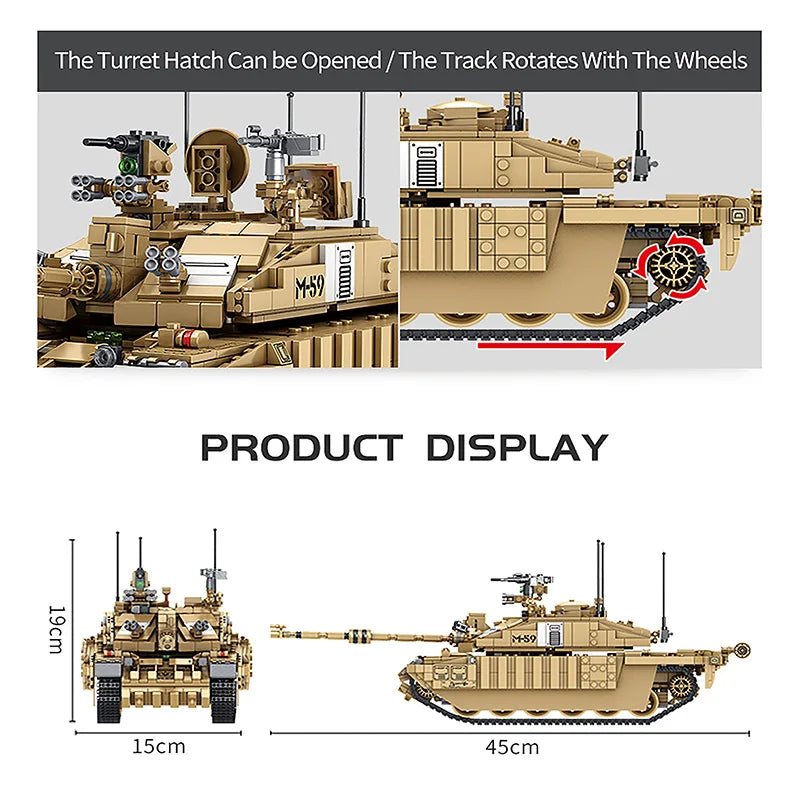 1687Pcs Military Tanks UK Challenger II Battle Tank Building Blocks Bricks Toys