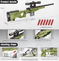 1491PCS Technical Military AWM Sniper Rifle Bullet Gun Building Blocks Brick Toys