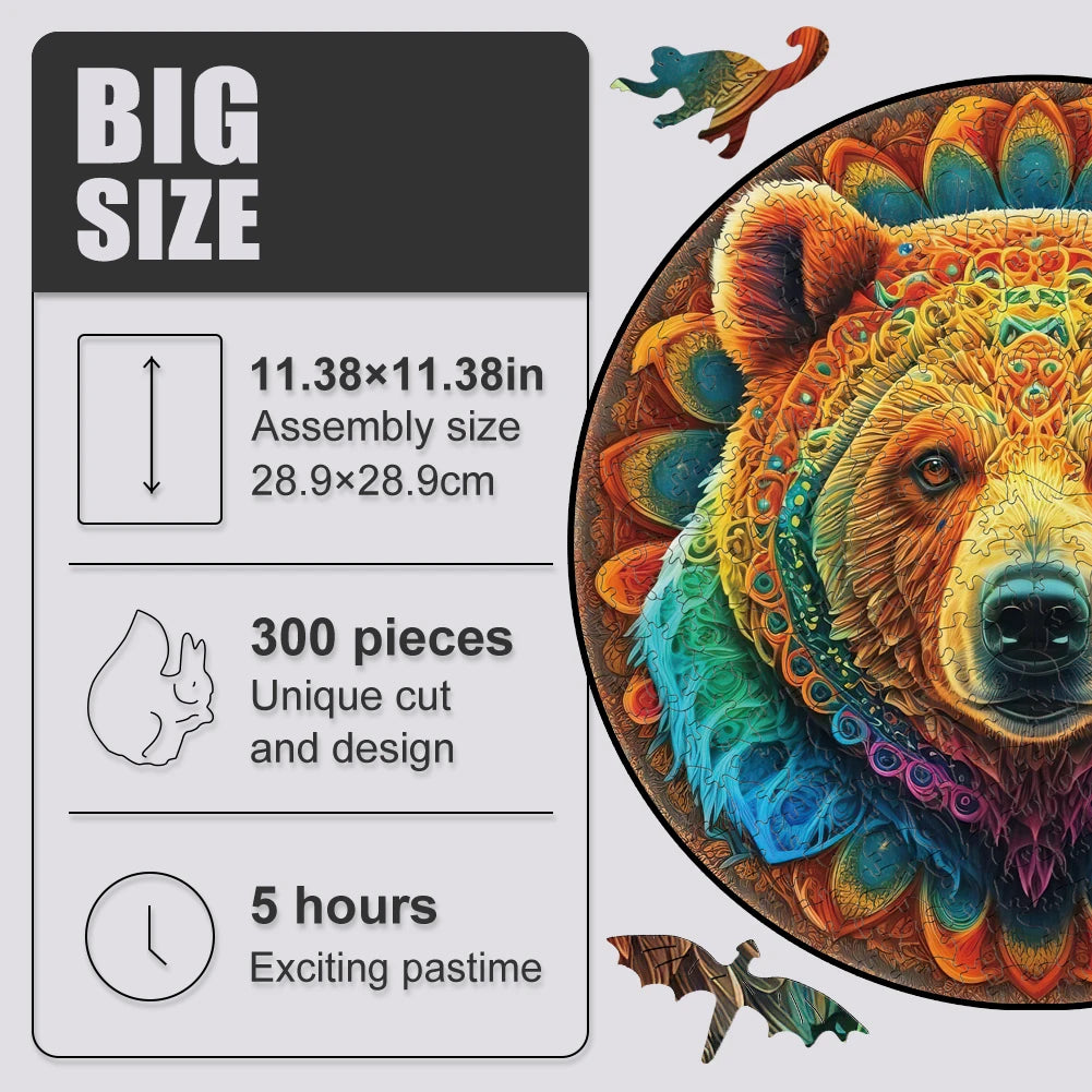 Build The Wooden Mandala Bear – Animal Jigsaw Puzzle Toy!