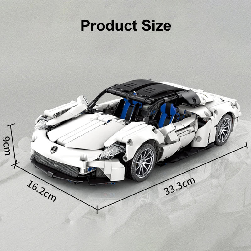 1269PCS Technical White MC20 Super Sports Car Sedan Building Blocks Vehicle Toys