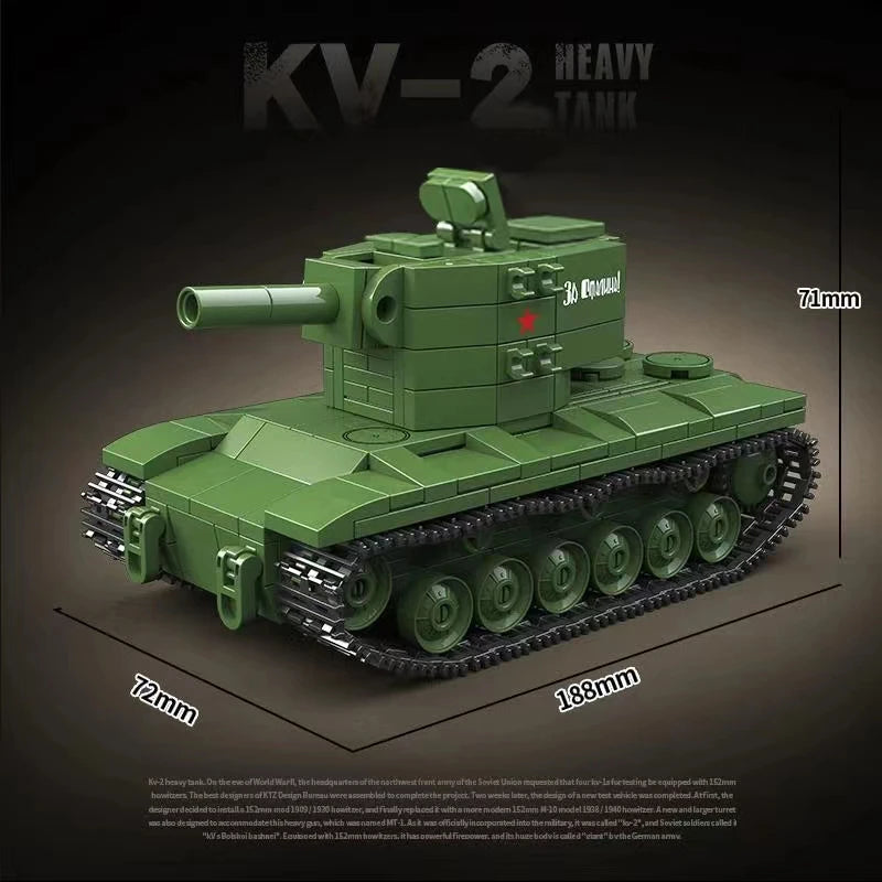 1180PCS Military Model KV-2 Heavy Tank Building Blocks World War II Bricks Toys