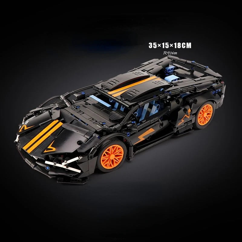 1280PCS Technology 1:14 Black Supercar Racing Building Blocks Bricks Toys