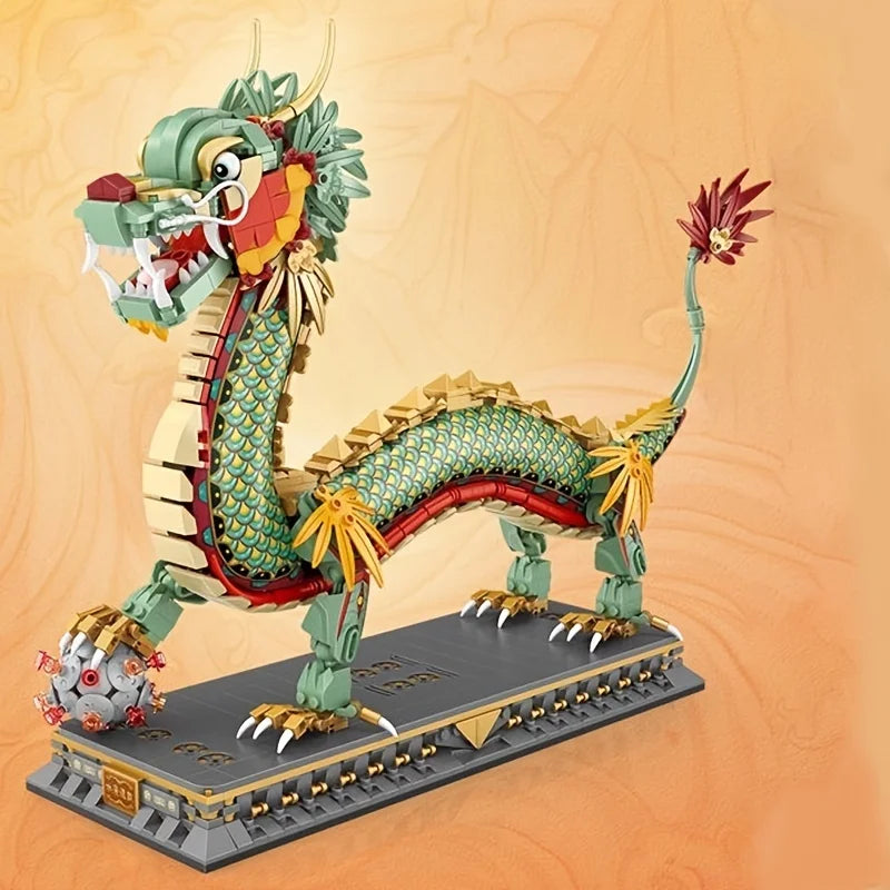 1416Pcs Chinese Dragon Block Chinese Style Animal Mini Building Blocks DIY Girl Assembling Puzzle Bricks Toys