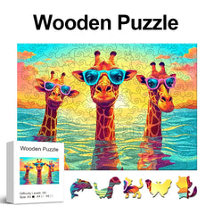 Build The Wooden Three Giraffes – Animal Jigsaw Puzzle Toy!