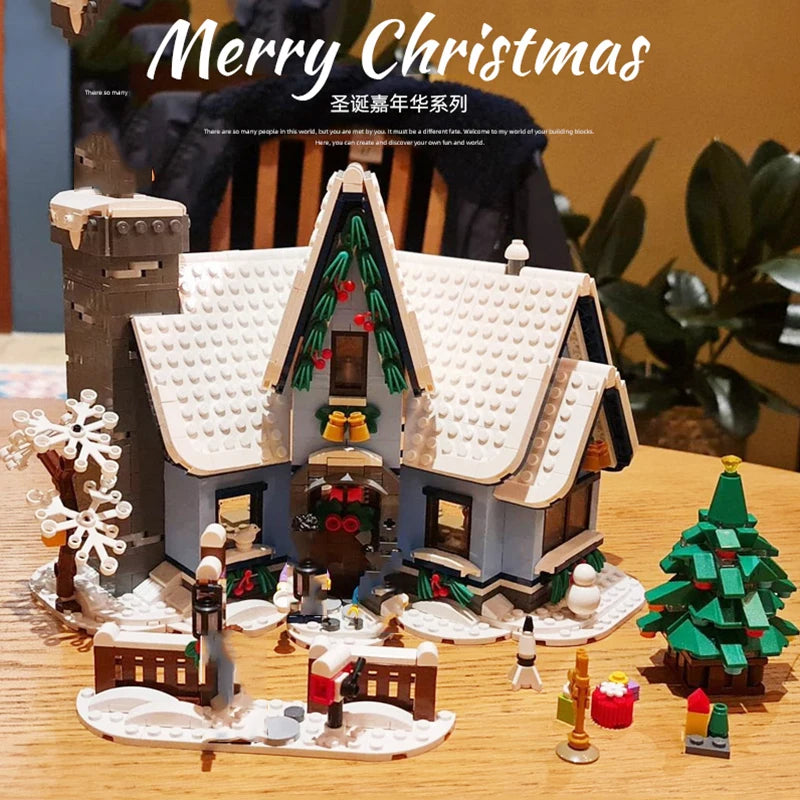 1445PCS Winter Village Santa's Visit Building Blocks Assemble Bricks Toys