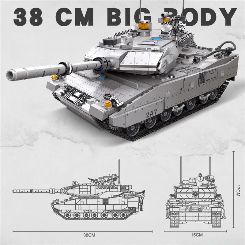 1498pcs Leopard 2A7 Building Blocks Set Main Battle Tank Military Bricks Toys