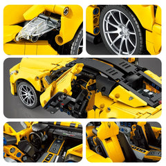 1269PCS Technical Yellow Sedan Sports Car Building Blocks Vehicle Bricks Toys