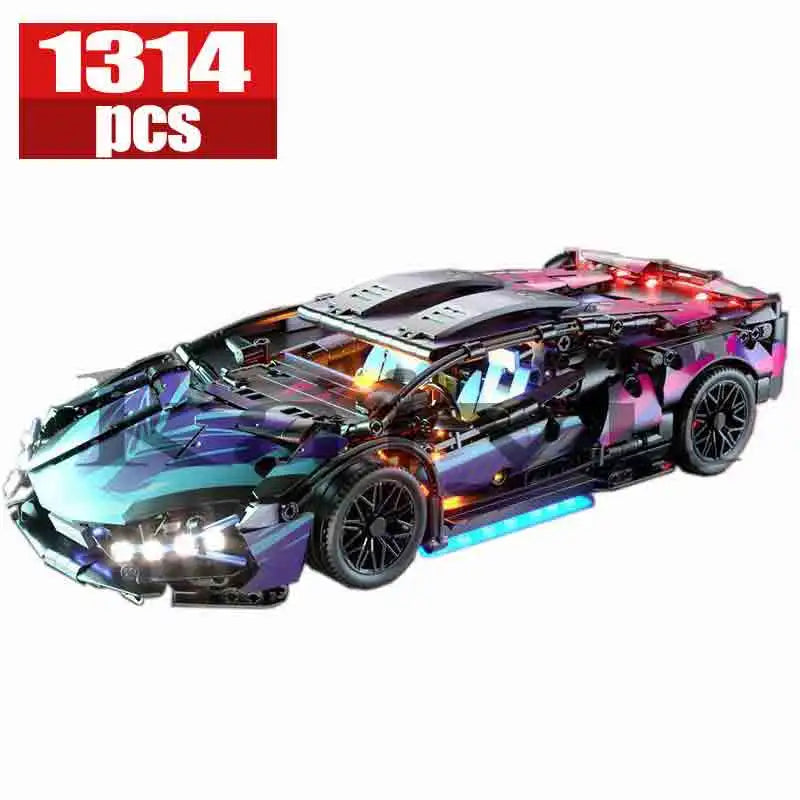 1314 Pcs Remote Control LED Supercar Power Building Blocks Lamp Bricks Speed Racing Sets Toys For Kids