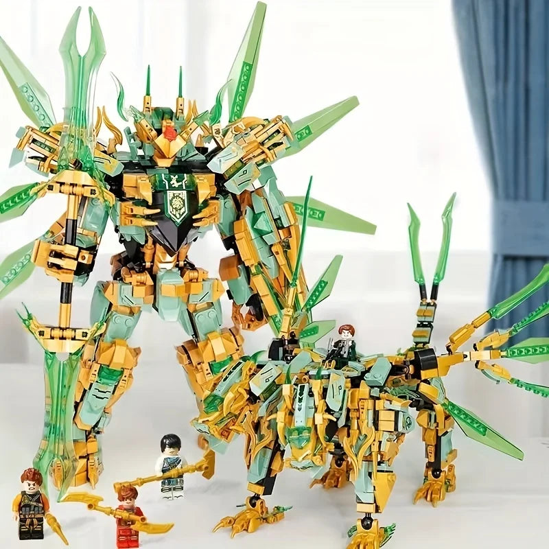 1618PCS Ninja Double Mutation Mech Golden Dragon Building Blocks Bricks Toys