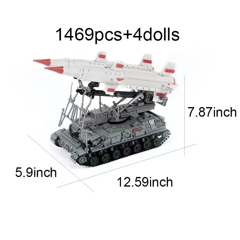 1469PCS Military Army SA-4GANF Missile Vehicle Model Building Blocks Bricks Toys