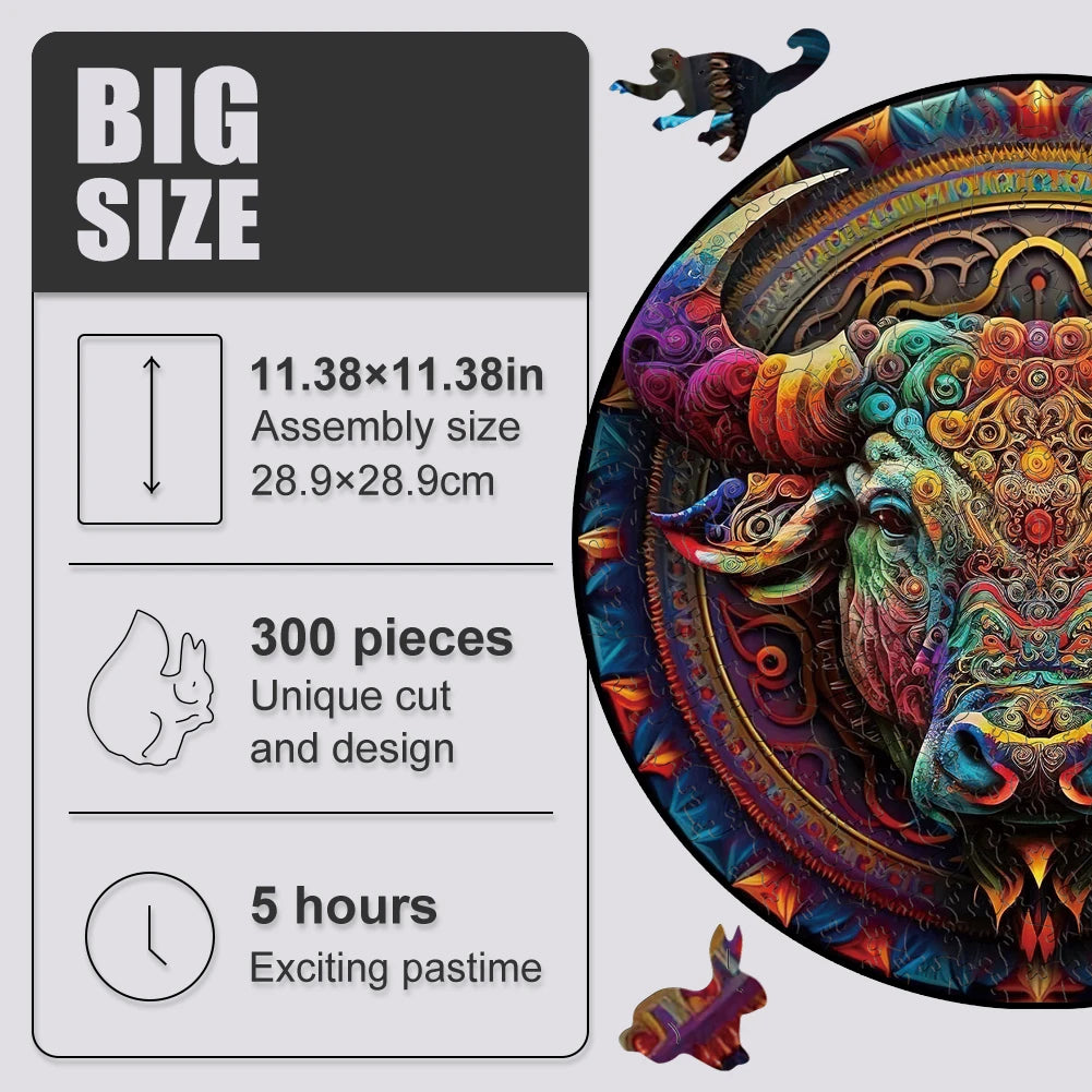 Build The Wooden Mandala Bull – Animal Jigsaw Puzzle Toy!