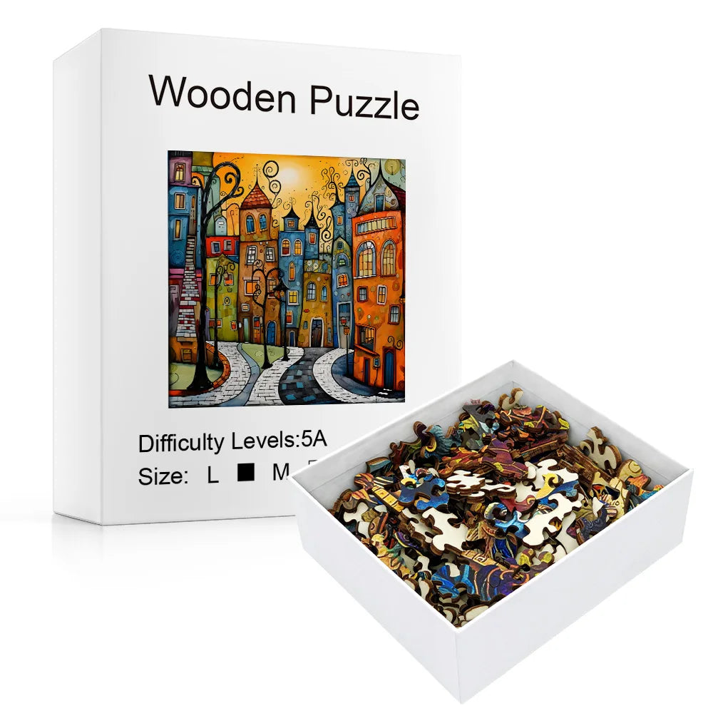 Build The Wooden Unique Cartoon City – Jigsaw Puzzle Toy!