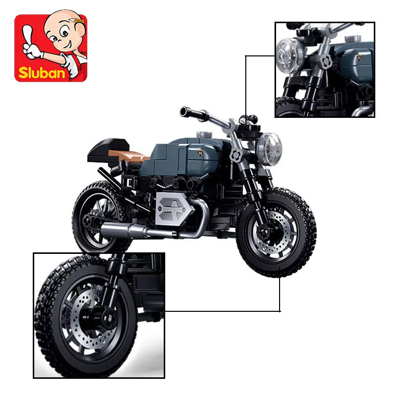 191pcs blue gray motorcycle, small particle assembly, building blocks DIY Toys