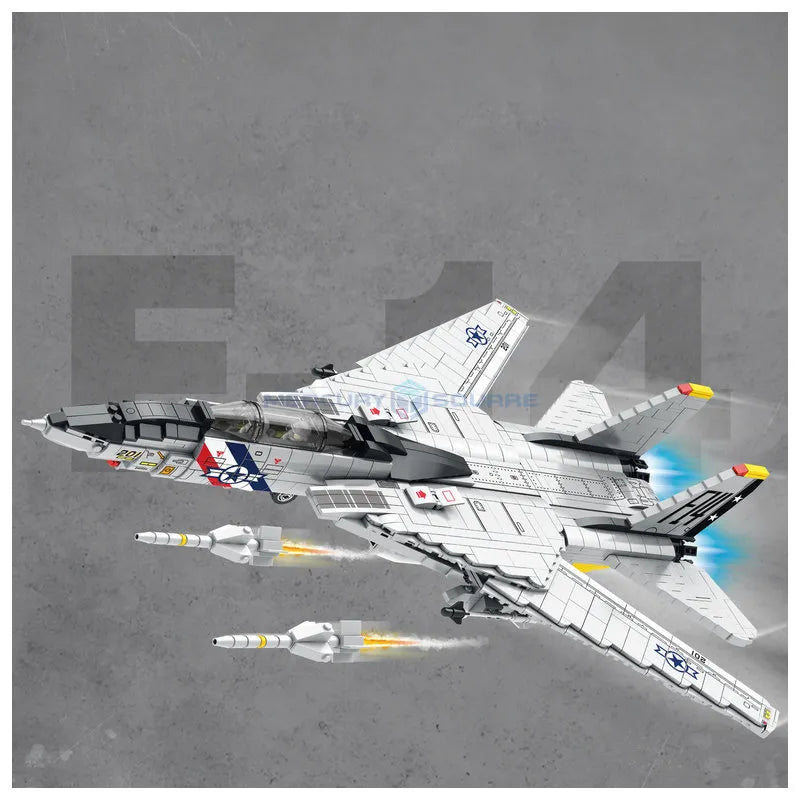 1600pcs F-14 Fighter Jet Modern Military Model Building Blocks Bricks Toys