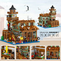 1881PCS Fishing Village Store House Model Building Blocks Street View Bricks Toy