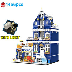 1456pcs European Market Street Villa House Building Blocks MINI Bricks Toys