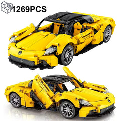 1269PCS Technical Yellow Sedan Sports Car Building Blocks Vehicle Bricks Toys