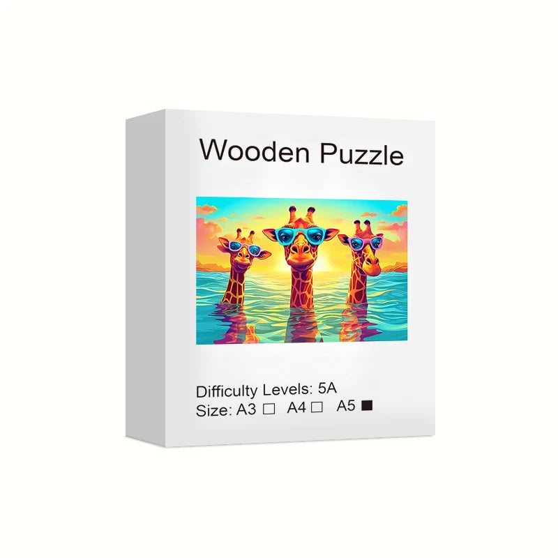 Build The Wooden Three Giraffes – Animal Jigsaw Puzzle Toy!