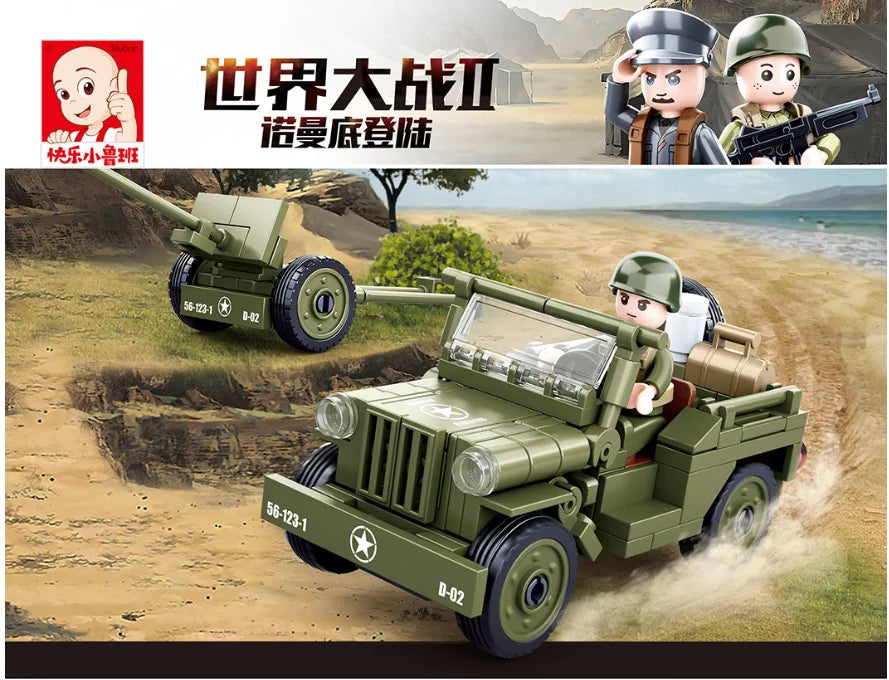 143Pcs Military Vehicle World War II Car Building Blocks Bricks Toys