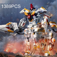 1389PCS Knights Mecha Building Blocks Silver Wings Armor Robot Warrior Model Toys