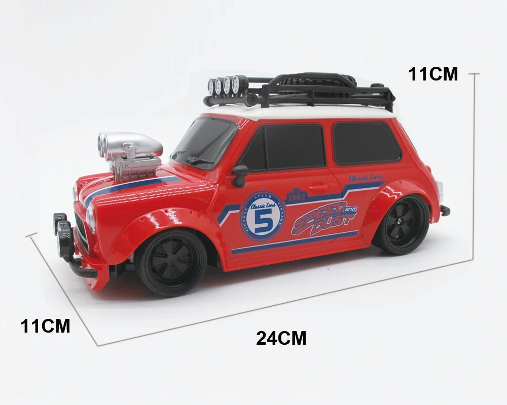 Drive the 1:18 Retro MINI RC Car – 4CH, High-Speed Modified Vehicle!