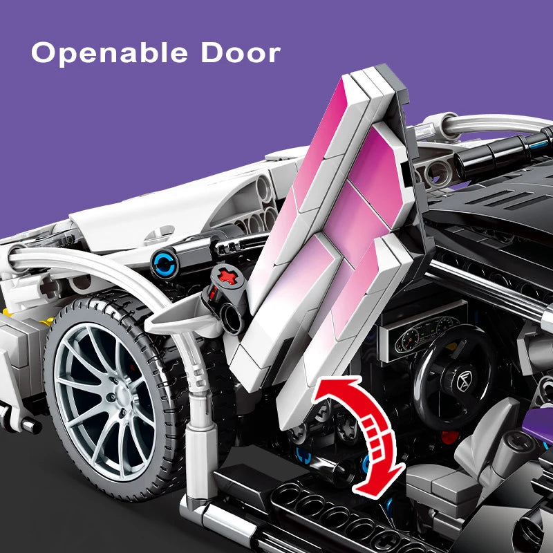 Build the Lamborghini Speed Car – Purple Gradient Sport Bricks Toy!