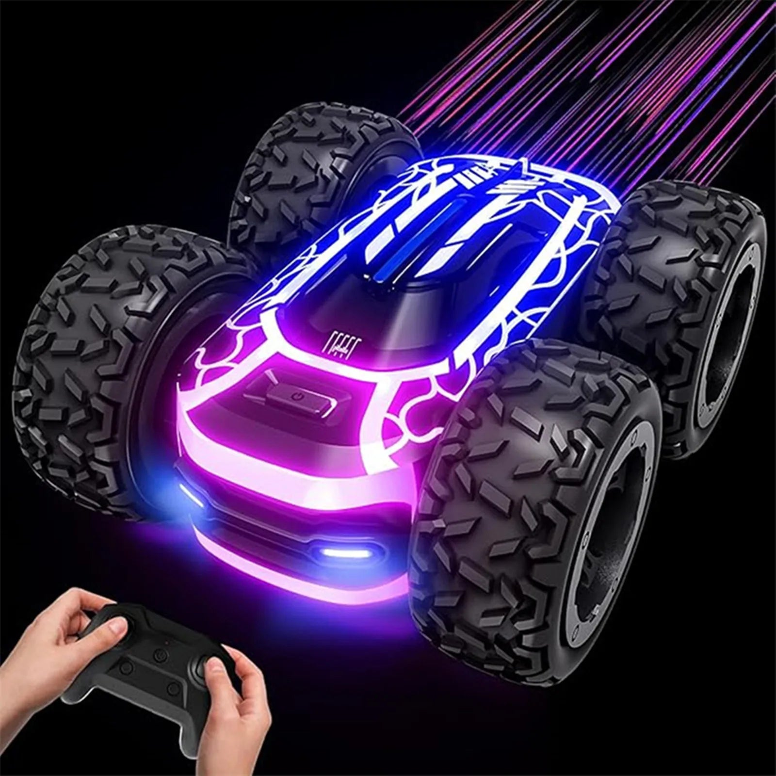 Remote Control Car for Boys 4-7, 2.4GHz RC Stunt Car for Kids, 360°Rotating Double Sided RC Car with Lights