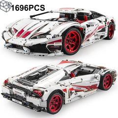 1696PCS Technical LP610 White Lambo Speed Sports Car Building Blocks Bricks Toys