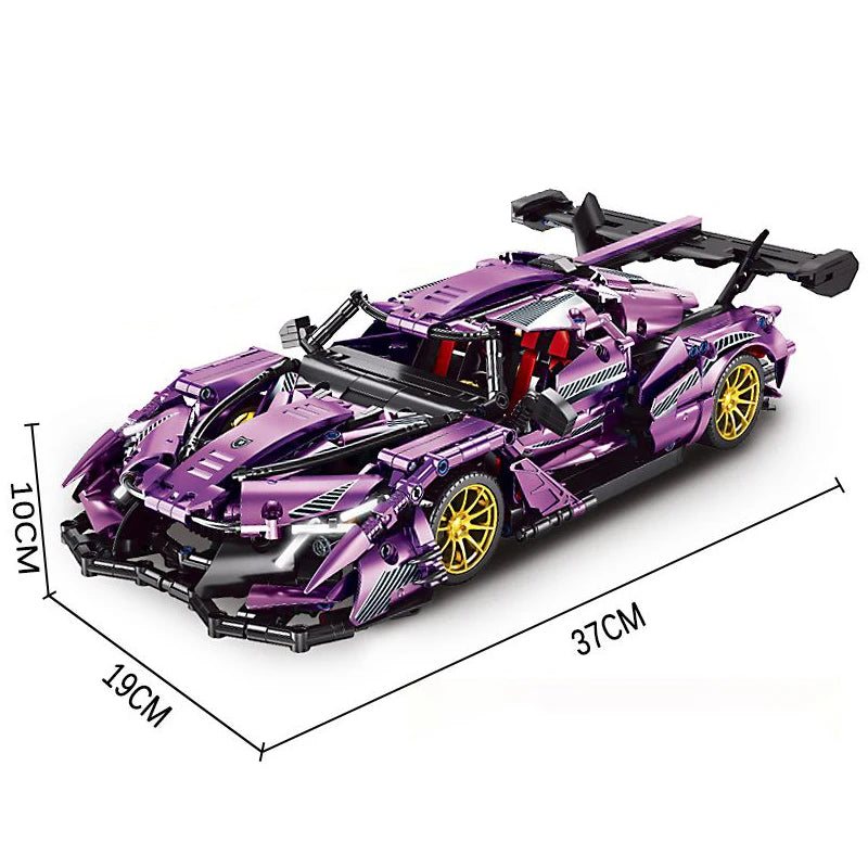 1266PCS Technical Plating Purple Sports Car Building Blocks Vehicle Bricks Toys