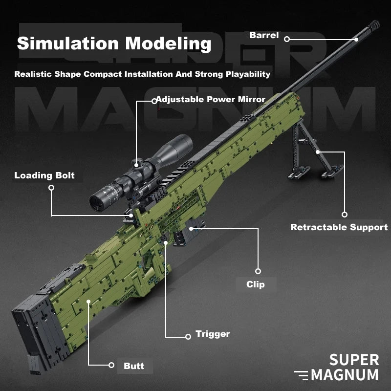 1315Pcs AWM Sniper Rifle Model Building Blocks SWAT Assemble Gun Bricks Toys