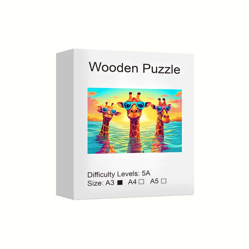 Build The Wooden Three Giraffes – Animal Jigsaw Puzzle Toy!