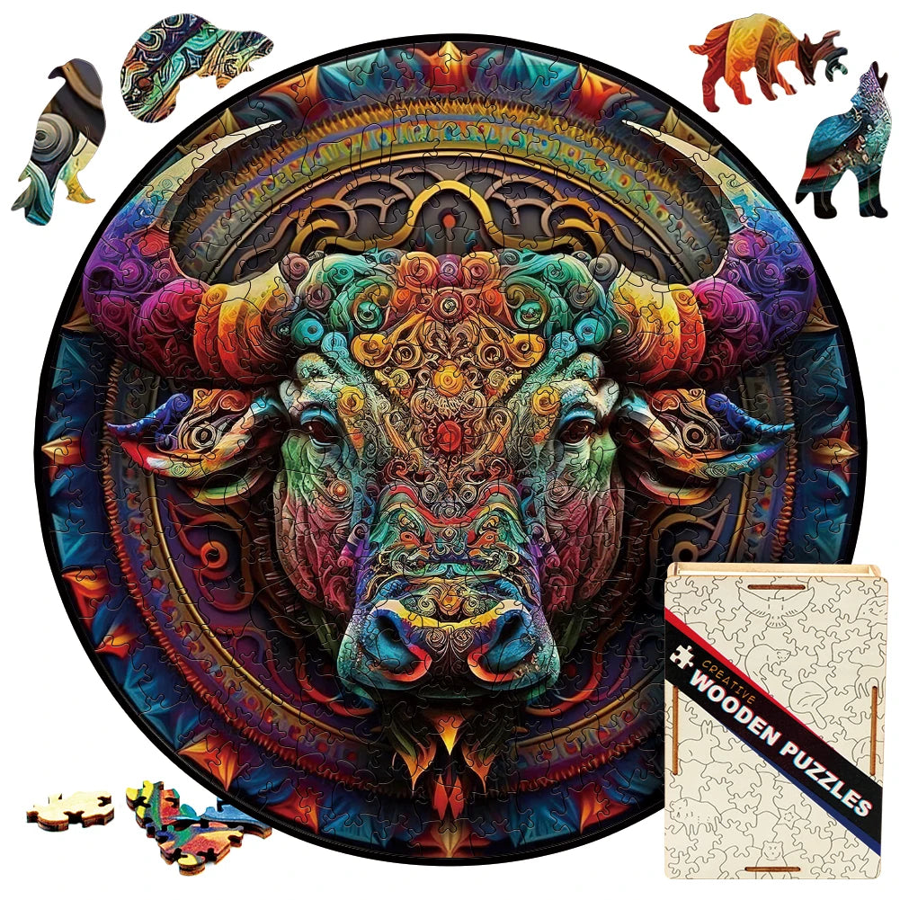 Build The Wooden Mandala Bull – Animal Jigsaw Puzzle Toy!