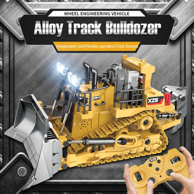 Control the RC Bulldozer Truck – Alloy Crawler, Excavator Engineering Toy!