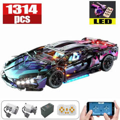 1314 Pcs Remote Control LED Supercar Power Building Blocks Lamp Bricks Speed Racing Sets Toys For Kids