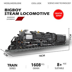 1608pcs The Bigboy Steam Locomotive Train Building Blocks Bricks MOC Toys