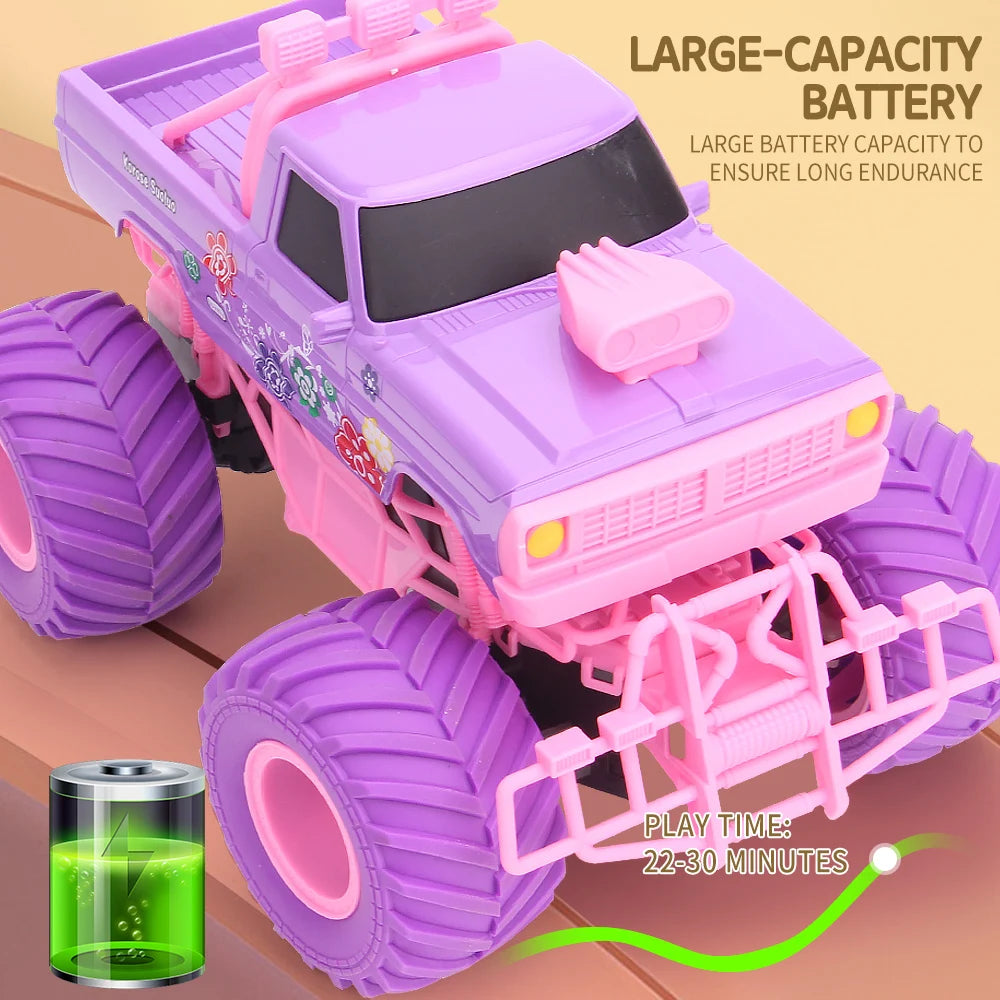 Pink RC Car Electric Drive Off-Road 2.4G Big Wheel Purple Remote Control Trucks Toys for Kids