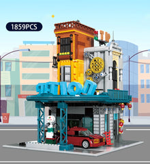 1859PCS City Car Repair Shop Architecture Building Blocks Street View Bricks Toy