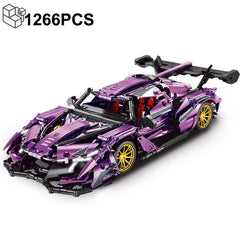 1266PCS Technical Plating Purple Sports Car Building Blocks Vehicle Bricks Toys