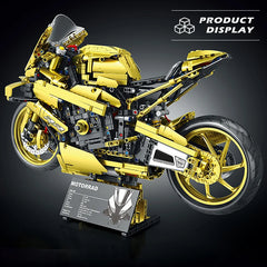 1920pcs Technical Motorcycle 100R Yellow Model Building Blocks Bricks MOC Toys