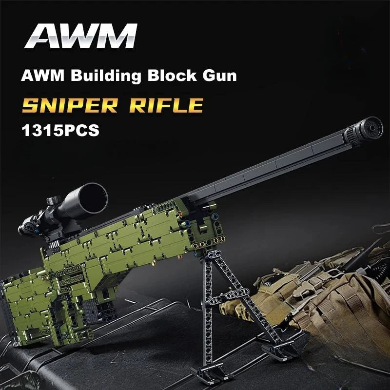 1315Pcs AWM Sniper Rifle Model Building Blocks SWAT Assemble Gun Bricks Toys