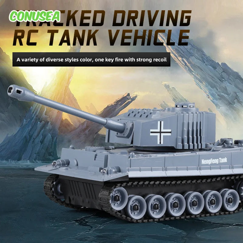 RC Tank 7Ch 2.4G Remote Control Crawler Tank Model World War Military Truck Toys